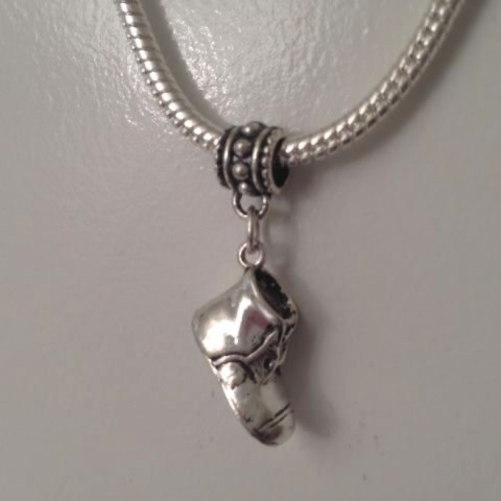 “Baby booties” Sterling Silver Plated Charm For European Style Chain Bracelets - Picture 3 of 4